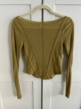 Pilcro Ribbed Long Sleeve Top | Flattering Seam Detail | XS